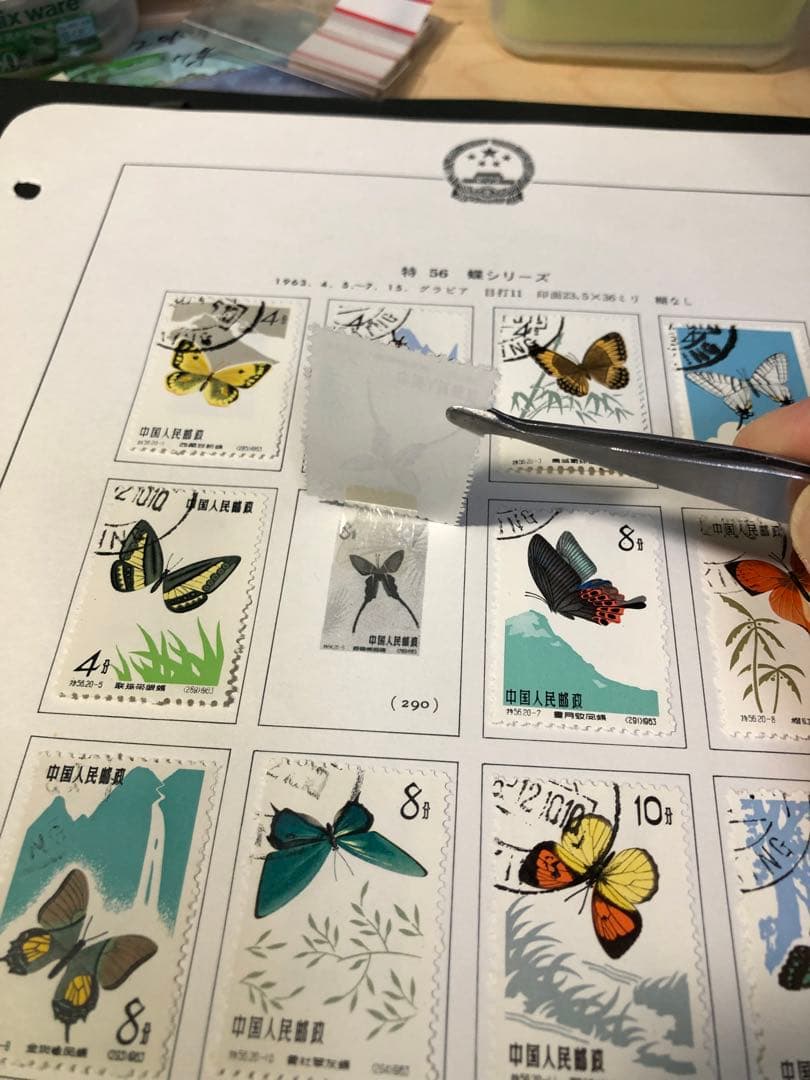 中国切手　1963年（特56）蝶シリーズ　20種完　消印有　美品