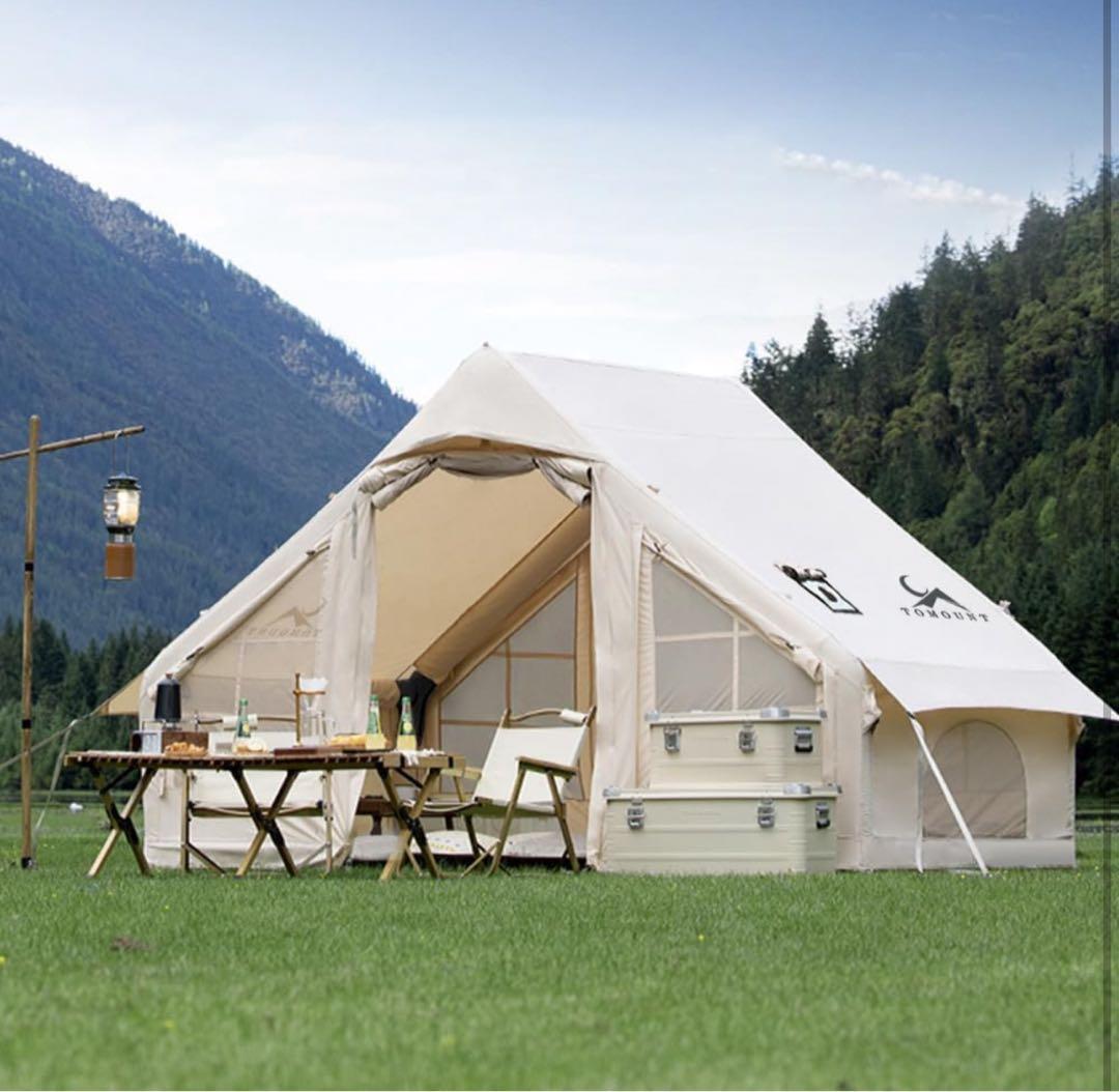 【煙突穴付き】TOMOUNT キャンプテント ベージュ