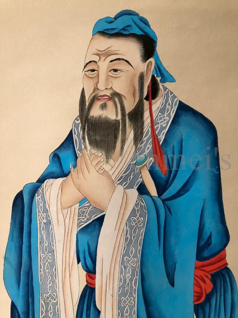 中国古美術・純手描き四尺人物掛軸・古代の賢者国画・黄山寿印款・茶道・賞物・肉筆