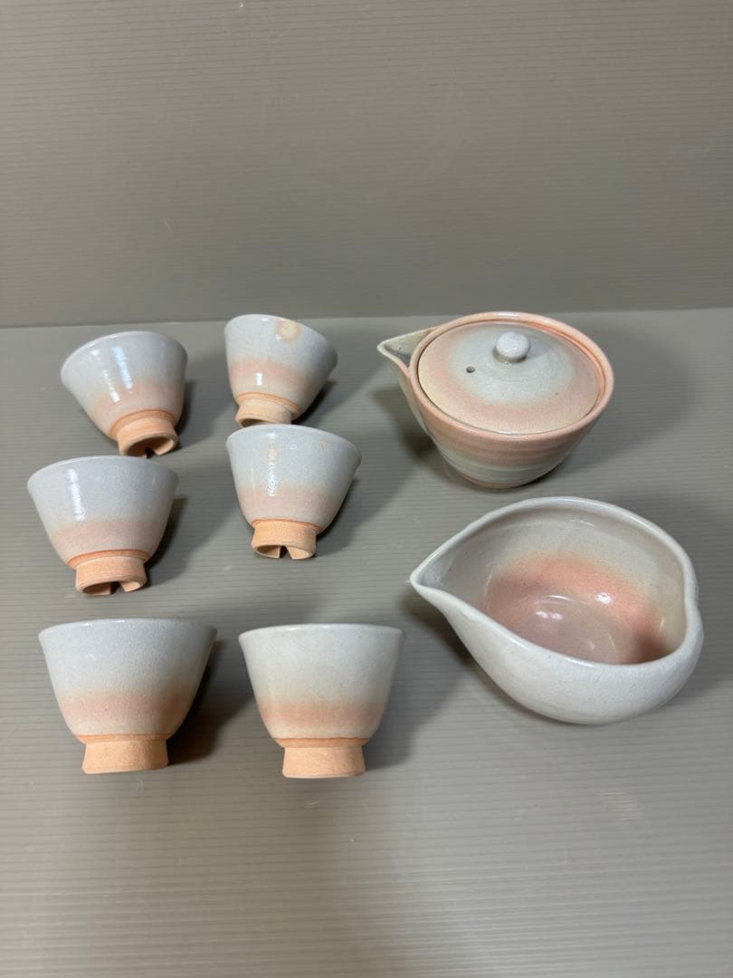 2239 萩焼　茶器セット　宝瓶1客　湯冷し1客　湯呑6客　未使用