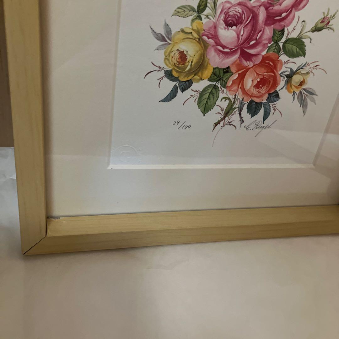 E.リゲル「バラの花束」直筆サイン 限定100部証明書付額装