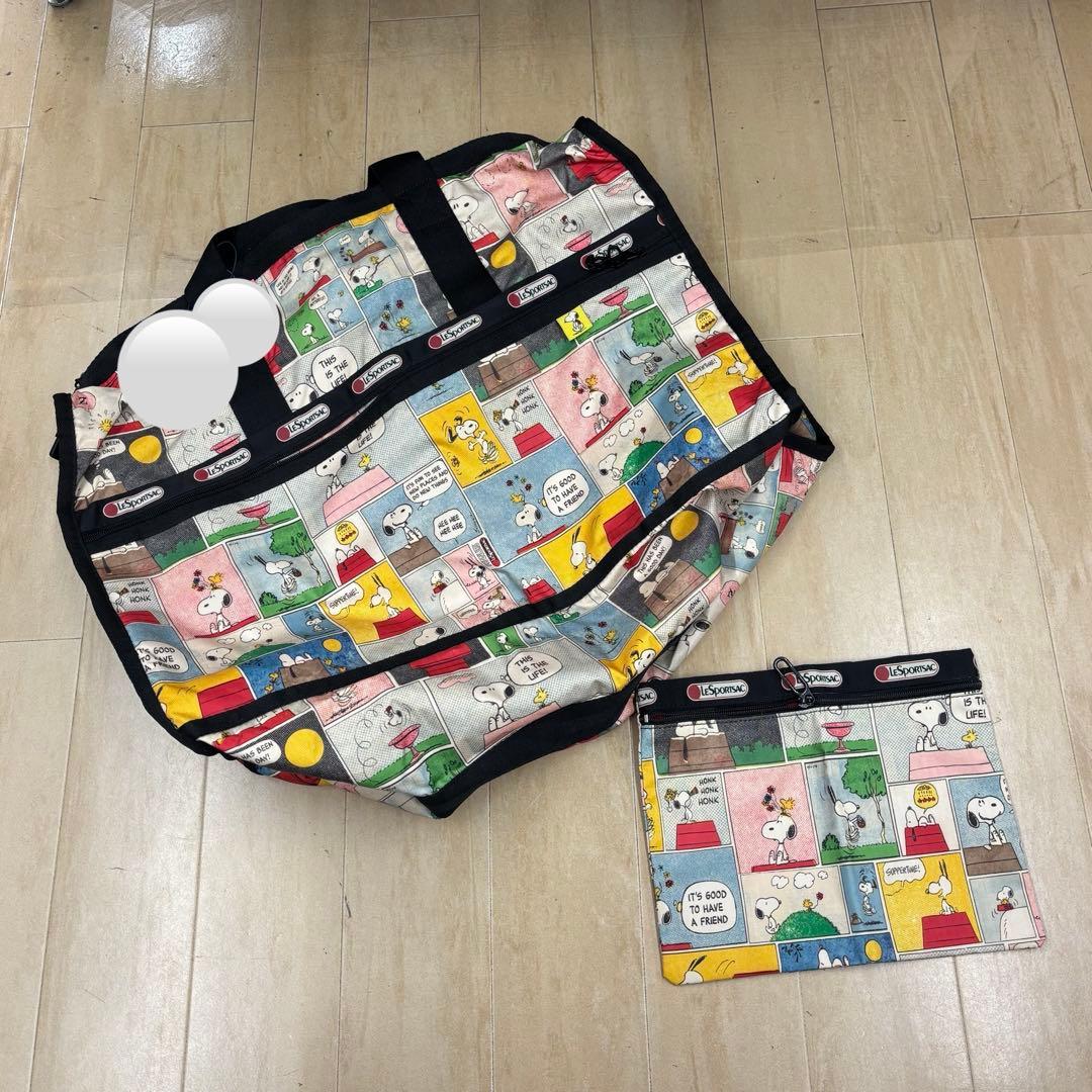 レスポートサック　ボストンバッグ　スヌーピー　アニメ　コミック柄　ピーナッツ