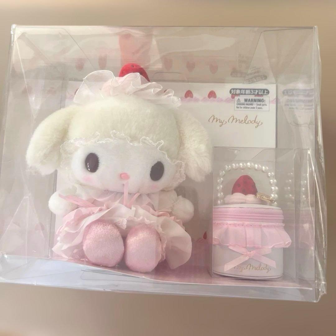 新品　マイメロディ いちごホイップケーキ ぬいぐるみ&アクセサリーケースセット