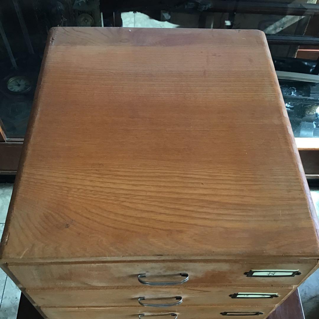 昭和レトロ　木製　 書類棚　ネームプレート　引き出し