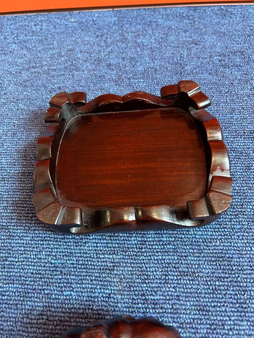 1065  中国美術　唐木花台　2客　香炉台　飾台　紫檀　盆栽台