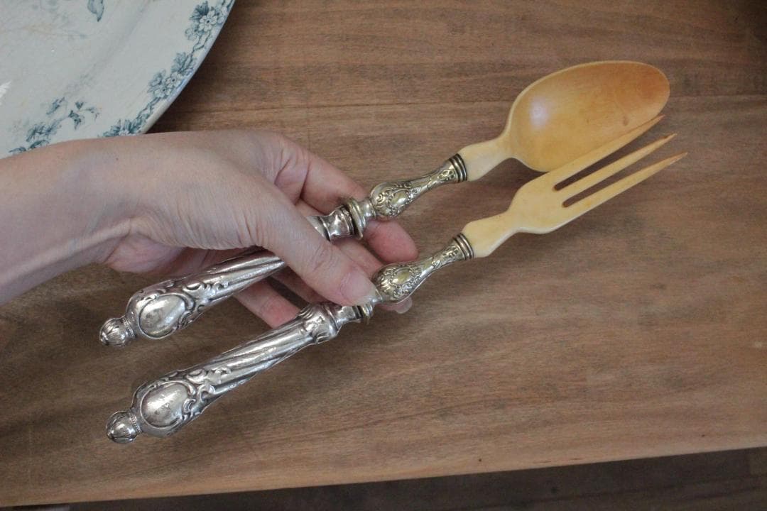 サラダサーバー/シルバースプーン&フォーク2本セット