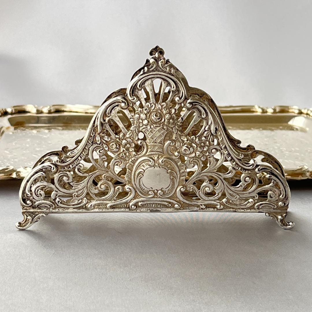 【ドイツ】 薔薇のナプキンホルダー / レターラック【純銀】12.5cm