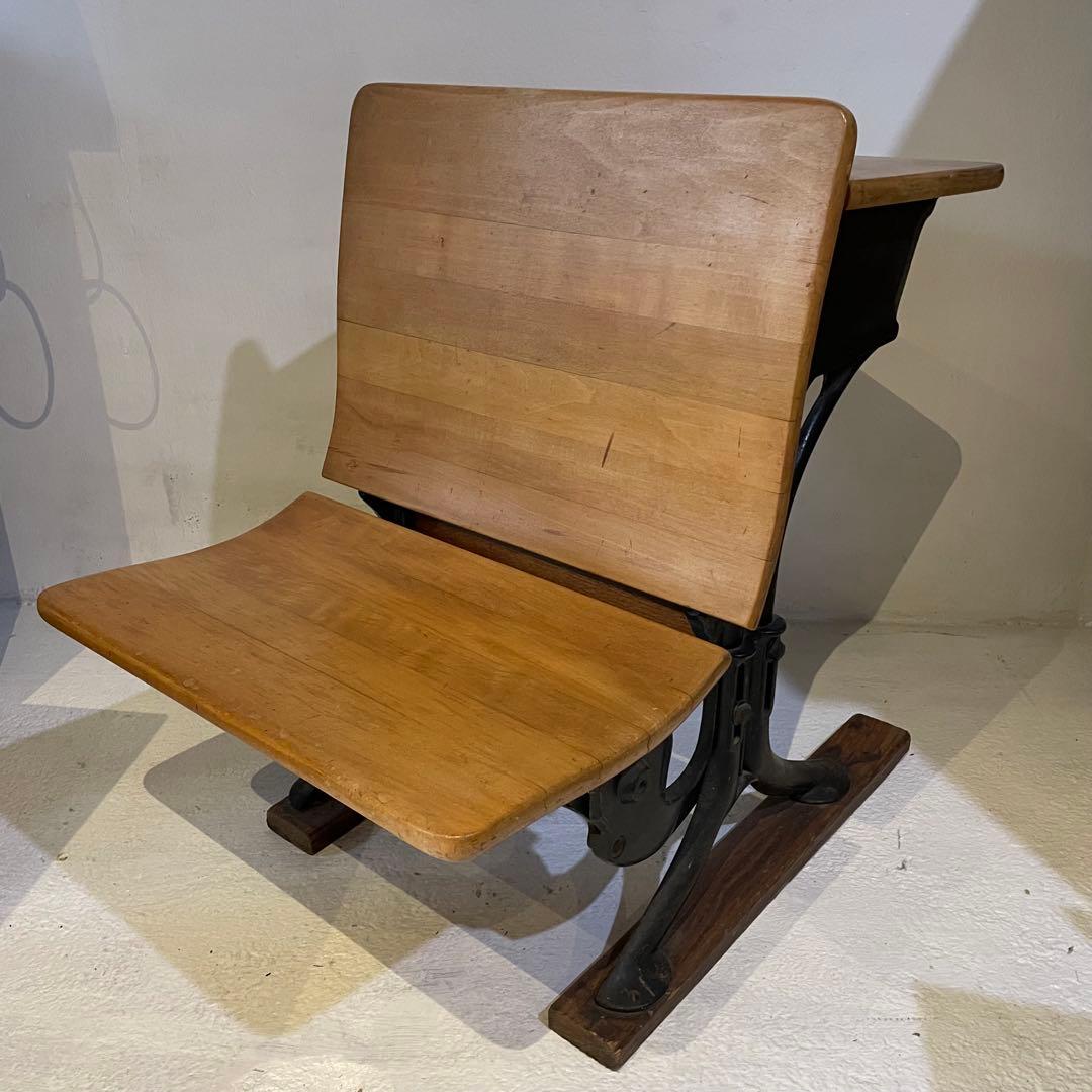 アメリカンヴィンテージスクールデスク&チェア 木製アイアン椅子家具什器インテリア