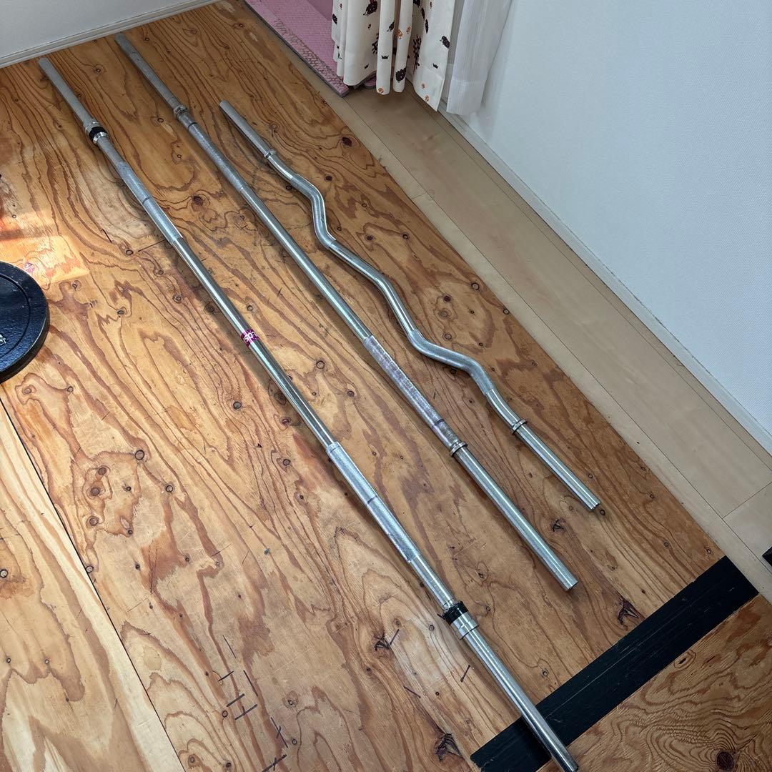 バーベルシャフト　3本 クランプセット