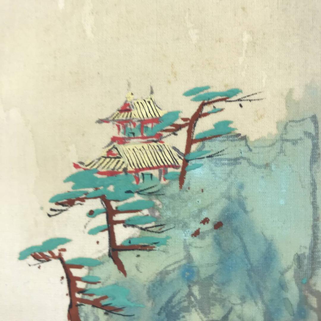 真作/貞翠/蓬莱山図/山水図/祝事山水図/掛軸/名家伝来/AE-163