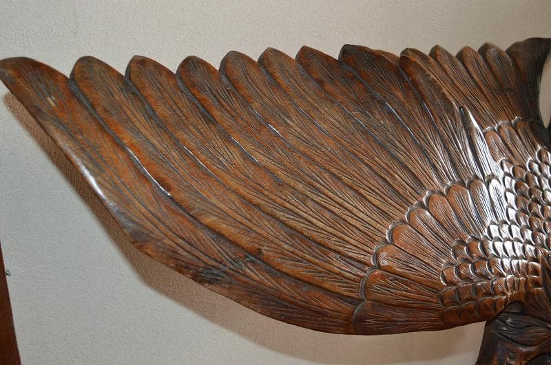 大型木彫り　大きな鷲　木調　彫刻　骨董　古民具