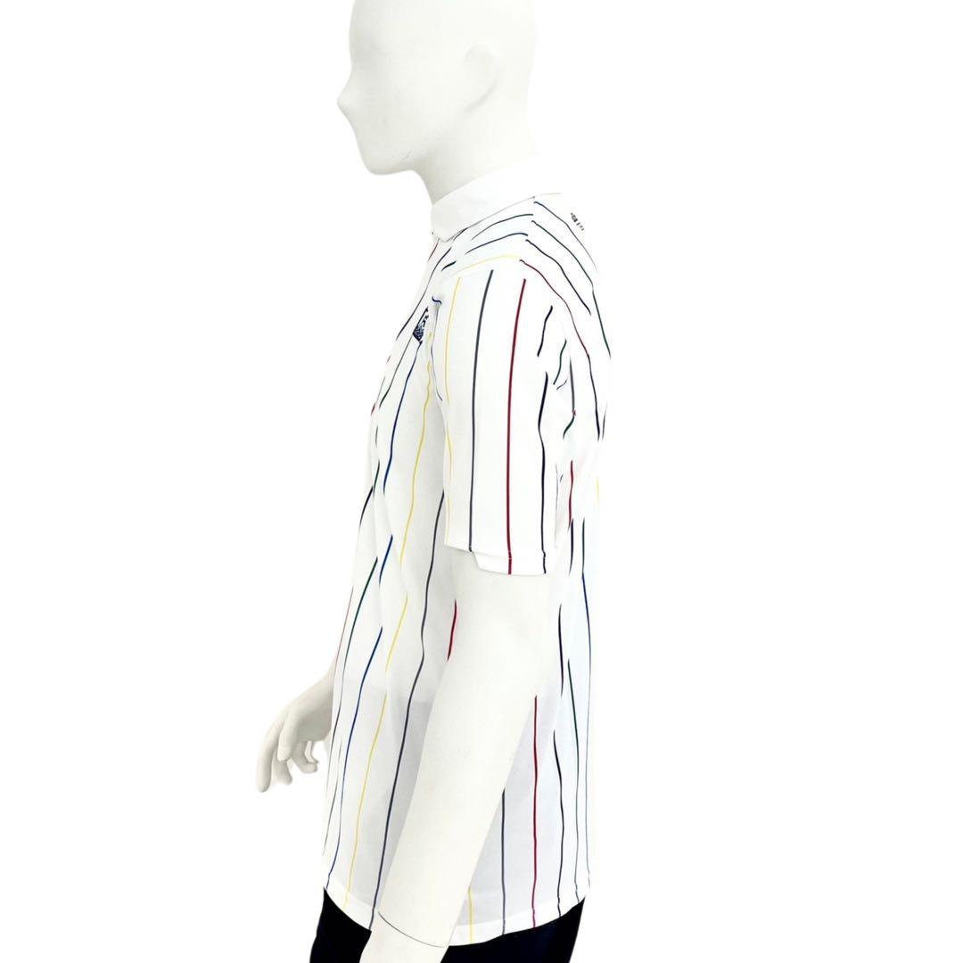 エリートグリップ　ラフウォーター　ポロシャツ　ストライプ　ホワイト　Lサイズ