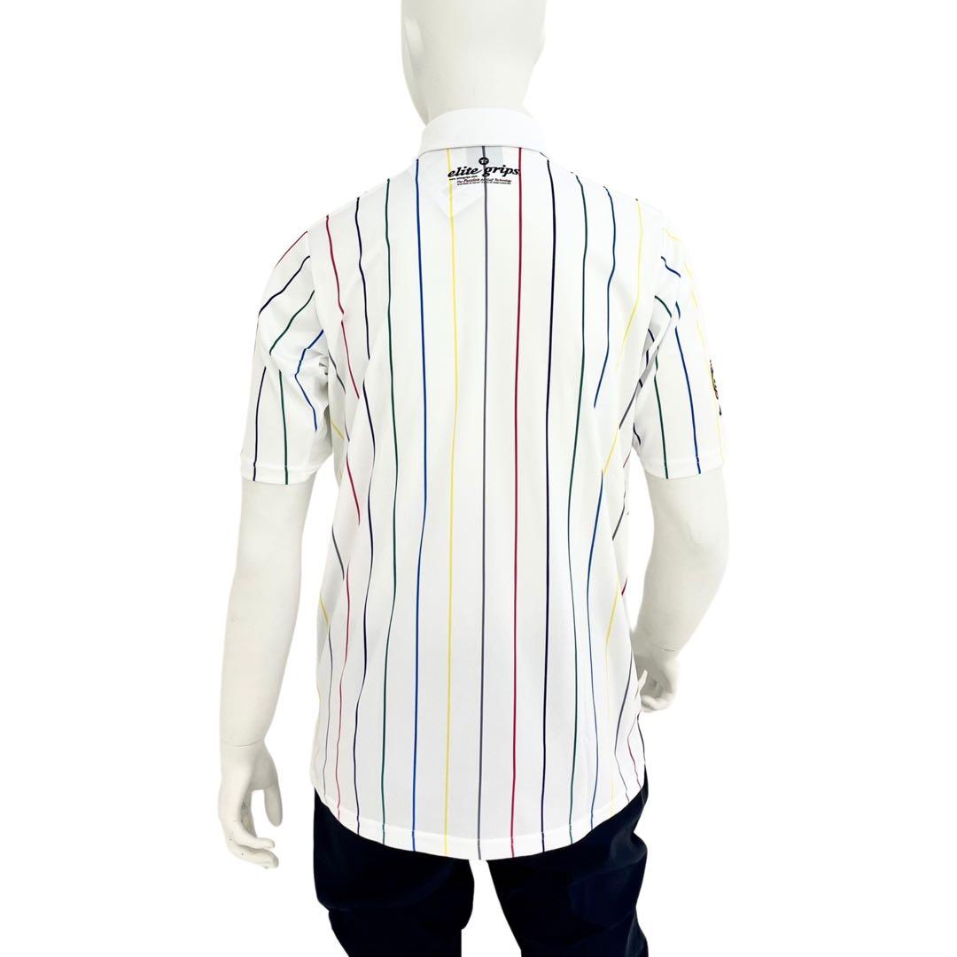 エリートグリップ　ラフウォーター　ポロシャツ　ストライプ　ホワイト　Lサイズ
