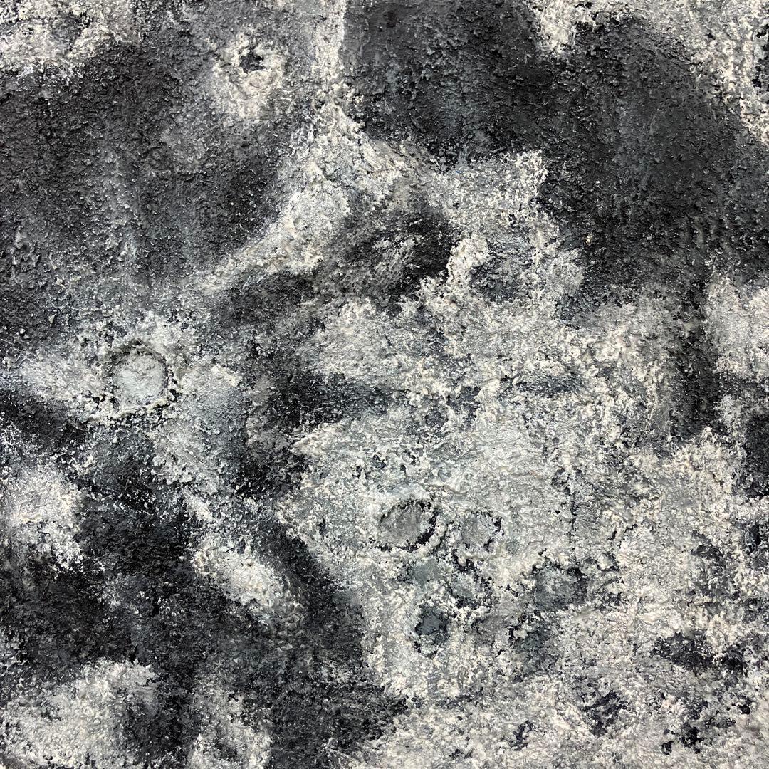 絵画　アクリル画　原画　月影　げつえい　テクスチャーアート　月　モノクロ　Ｓ.Ｉ