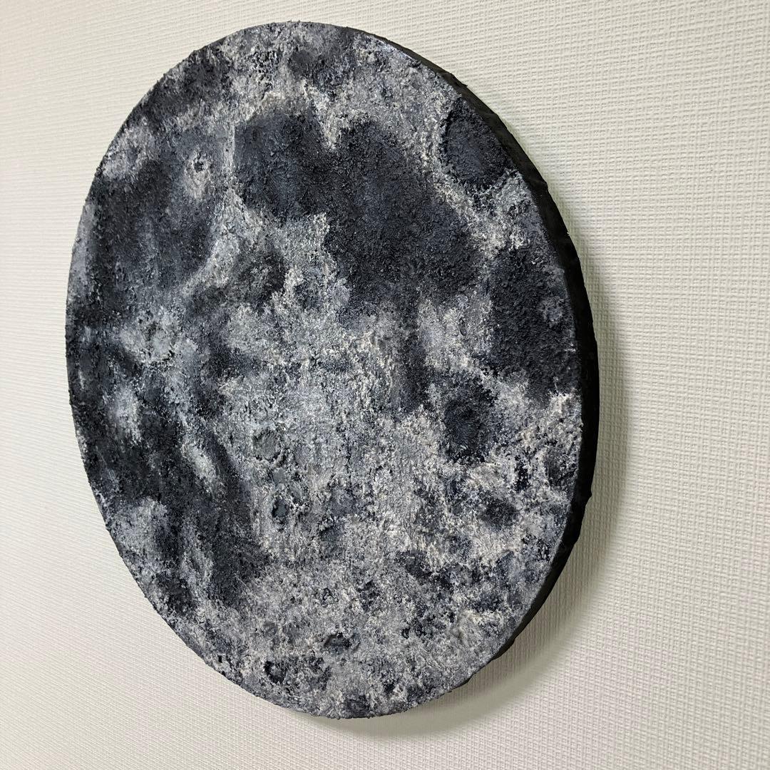絵画　アクリル画　原画　月影　げつえい　テクスチャーアート　月　モノクロ　Ｓ.Ｉ