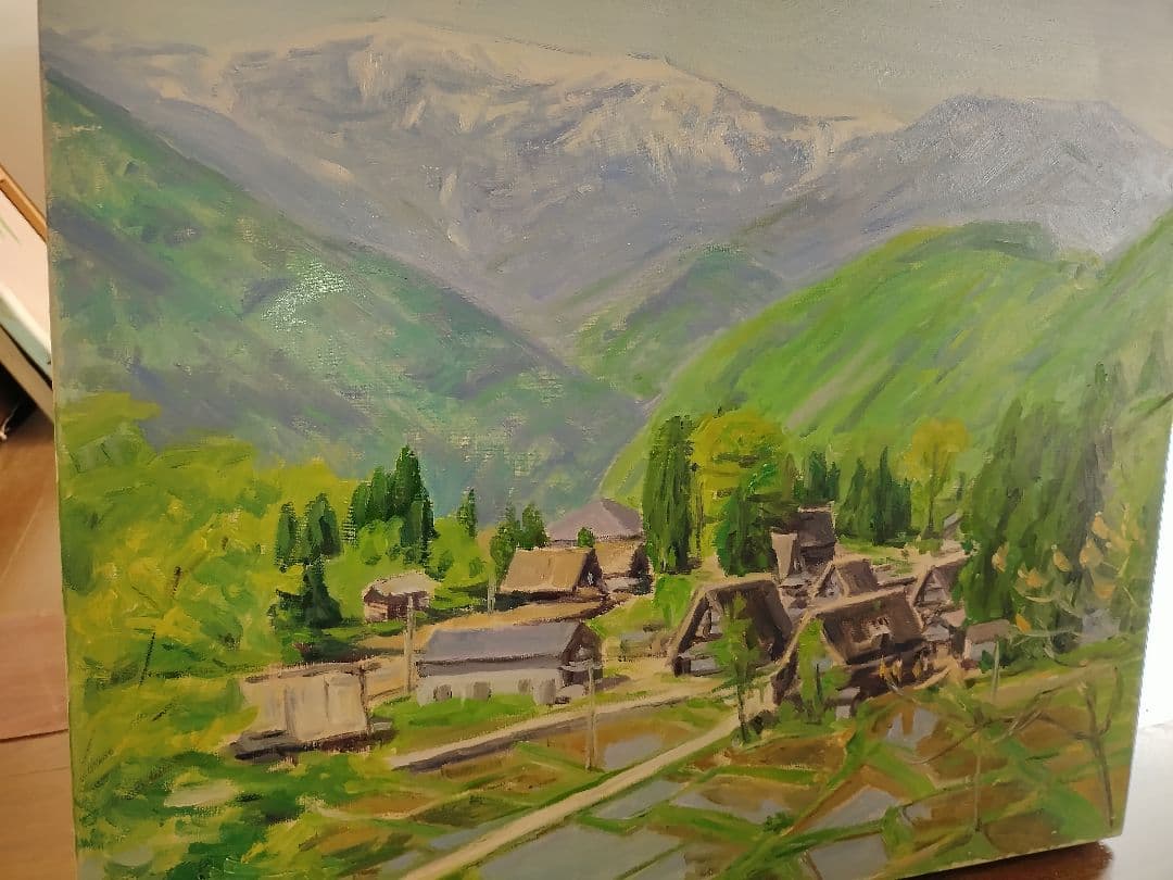油彩画 ✨合掌作り✨山村風景 F10サイズ