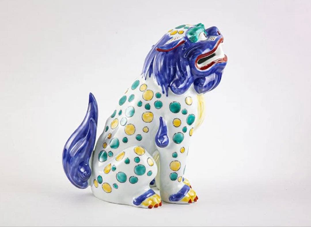 其泉窯 古伊万里様式 色絵獅子 置物・あ・うん 2個セット 木箱付き 高級品