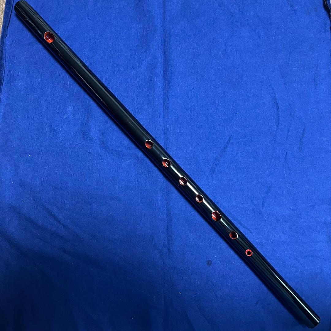 篠笛丸山 3本調子 唄物 黒漆塗 笛袋付
