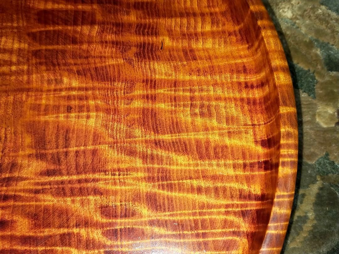 ♥お盆♥　栃　虎杢　♥　くり貫き　骨董　古玩