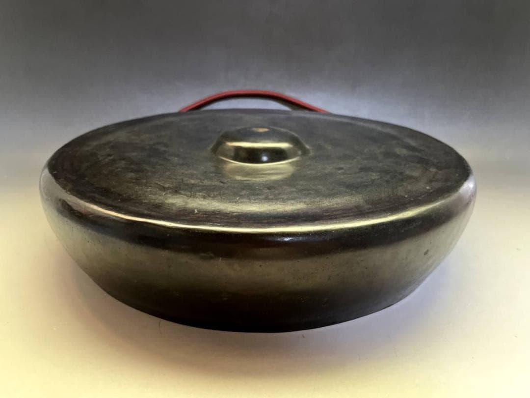 銅鑼■唐銅銅鑼「山本閑浄造」木撥付 最高傑作品 共箱 どら 時代物 骨董品■