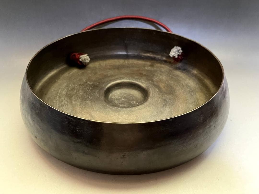 銅鑼■唐銅銅鑼「山本閑浄造」木撥付 最高傑作品 共箱 どら 時代物 骨董品■