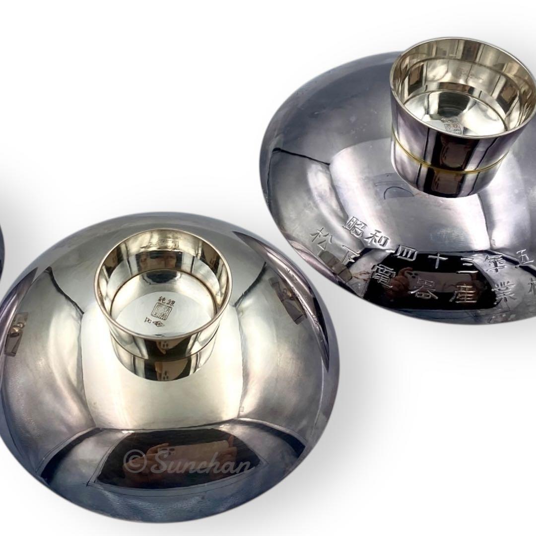 【希少品】 純銀三重盃 204.75g 松下電器 創業五十周年記念品 保証書付