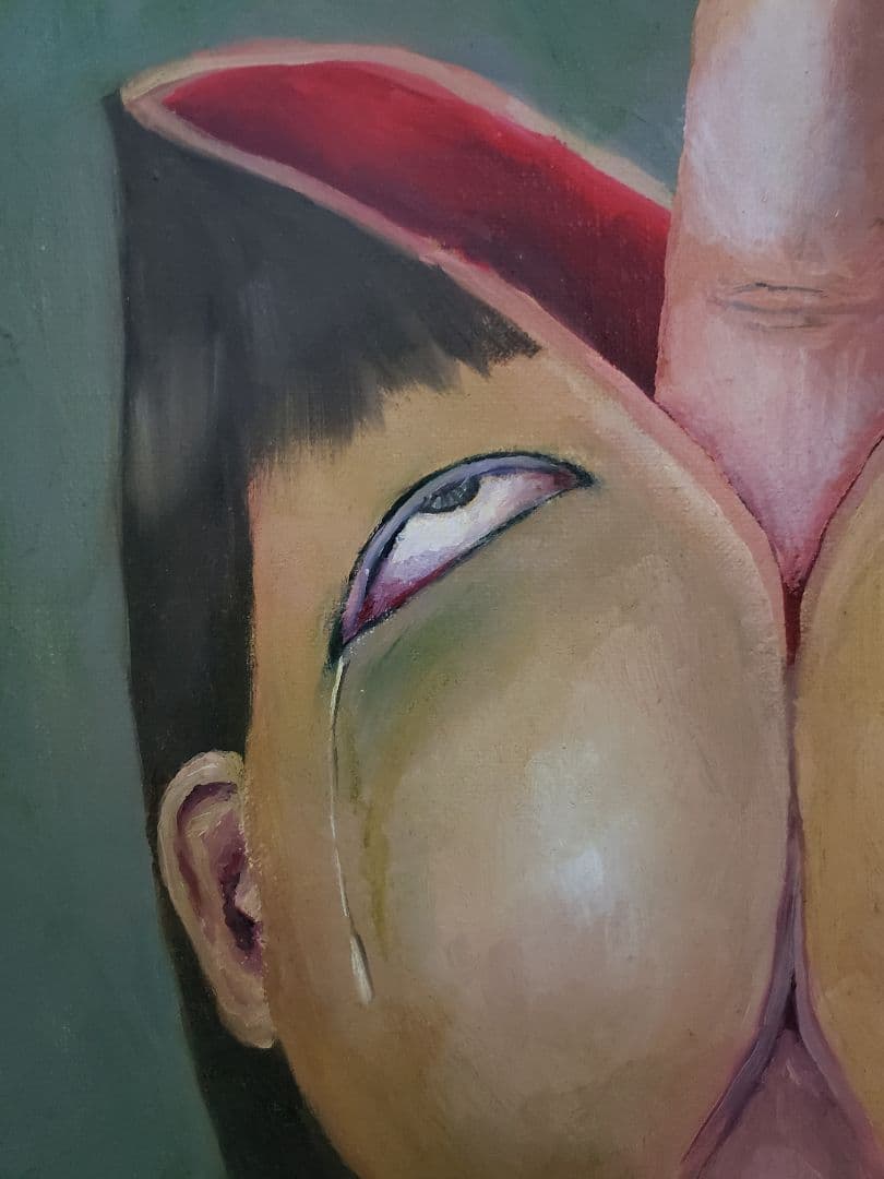 なかがわ寛奈 油彩 「この指とまれ」