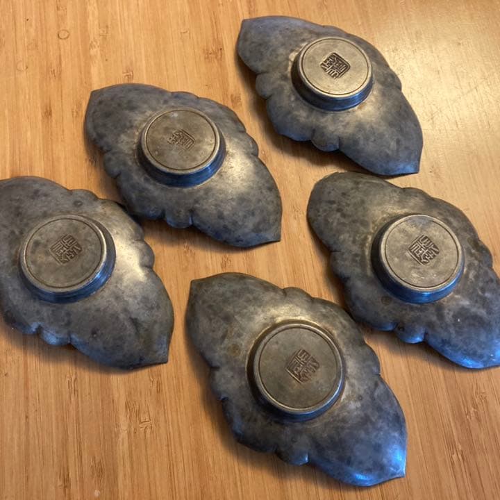 錫　茶托　5客　唐物　煎茶道具