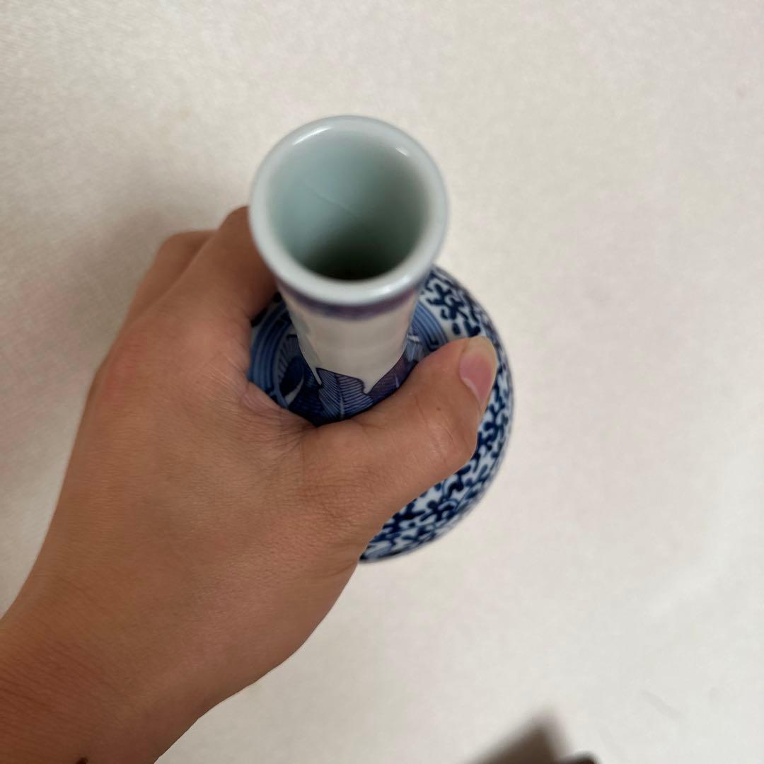 骨董品　古美術　中国美術　染付　花瓶　大清雍正年製　在銘