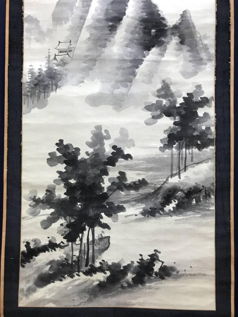 【真作】日根野対山/長夏雲煙/夏山山水図/山水図/掛軸/名家伝来/AC-683