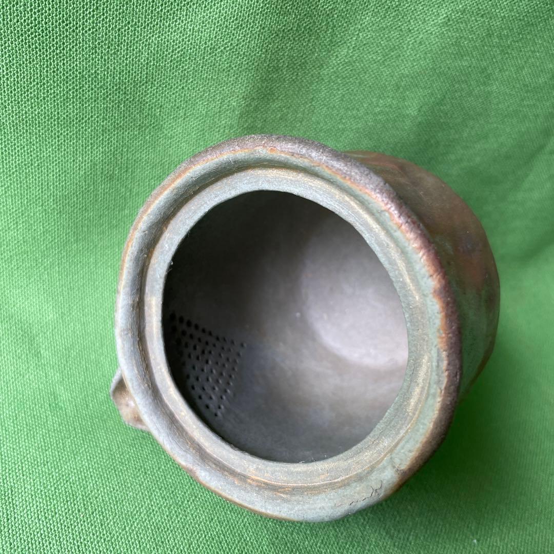 備前焼手びねり宝瓶 竹摘み さんぎり②