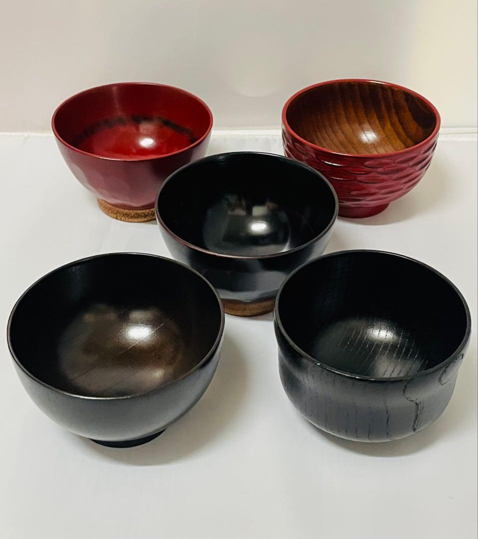 未使用品銘々木製漆器椀 5個セット