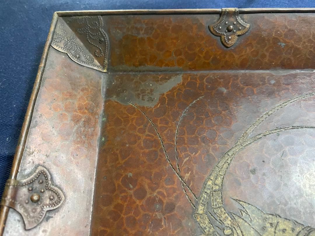 銅蟲　銅虫　青霞堂造　海老菓子器　銅製品