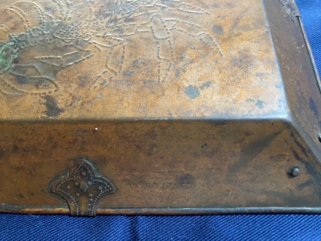 銅蟲　銅虫　青霞堂造　海老菓子器　銅製品