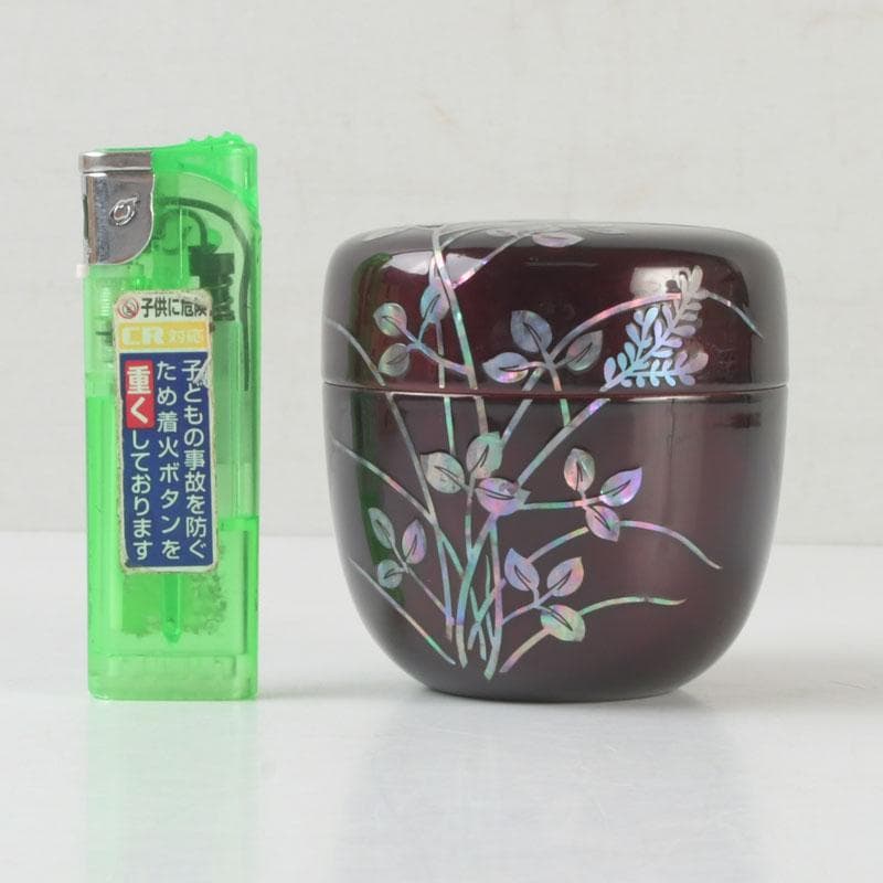 茶道具　螺鈿装飾　草蒔絵　棗　時代箱　V　9673