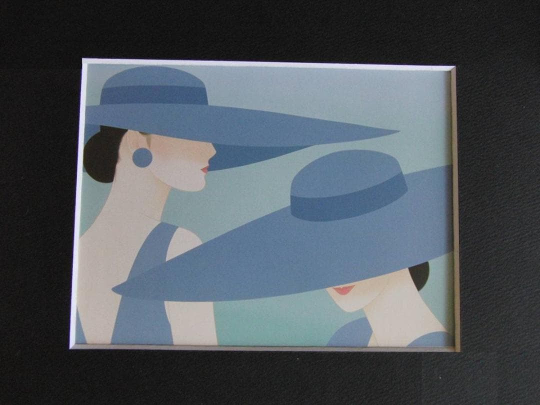 鶴田一郎、【アフタヌーン　パーティー（ブルー）】、希少な額装用画集より