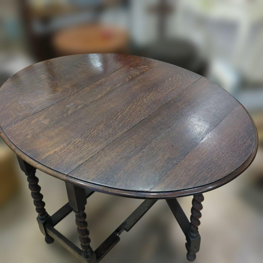 アンティーク ダークブラウン ドロップリーフテーブル　木製　机