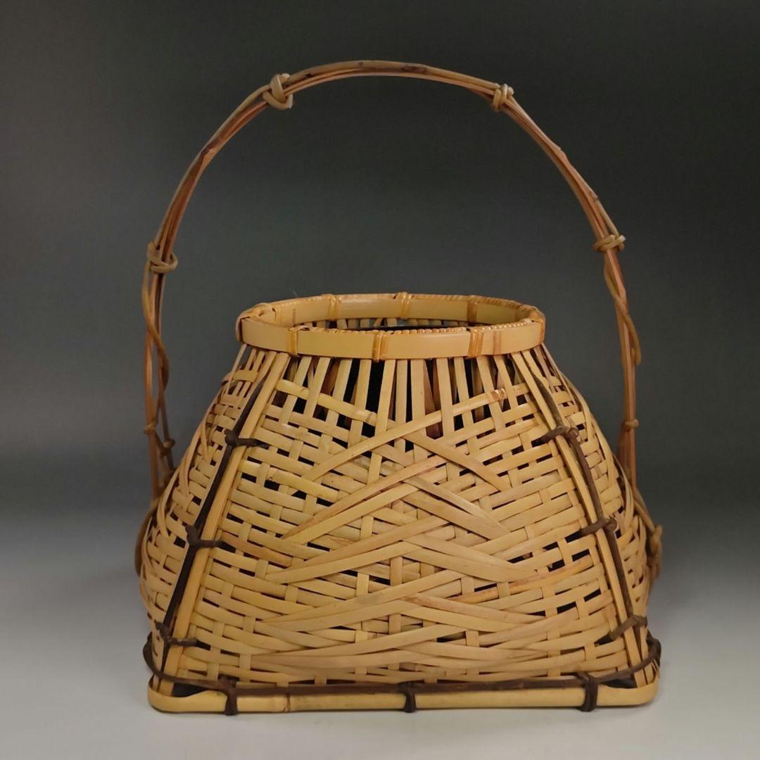 イ830 花籠『島田竹宝斎』『宗全篭　白竹花入　花器　紙共箱』茶道具