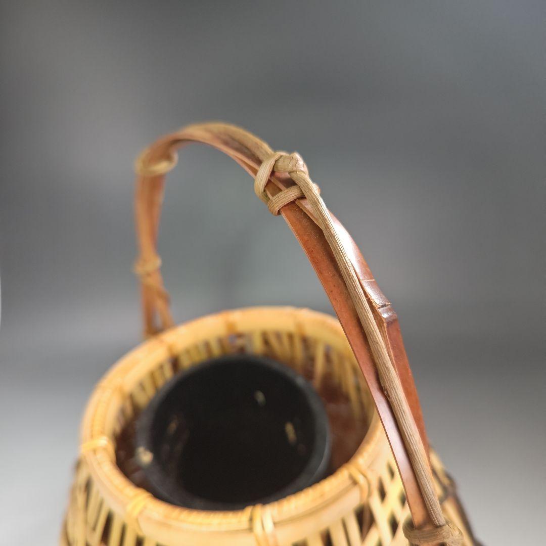 イ830 花籠『島田竹宝斎』『宗全篭　白竹花入　花器　紙共箱』茶道具