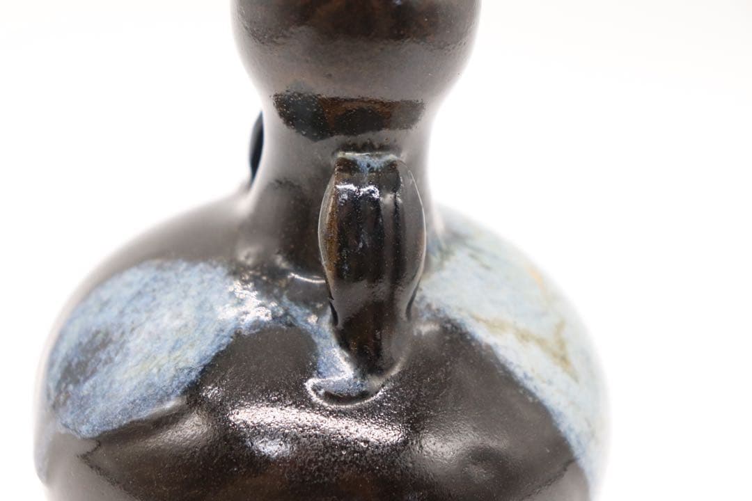 中国　鈞釉蓋耳瓢箪瓶　送料込み0111