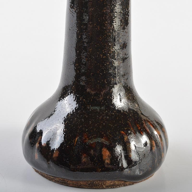 瀬戸焼　瀬戸黒　祖母懐　火灯　燭台　時代箱　C　R7015