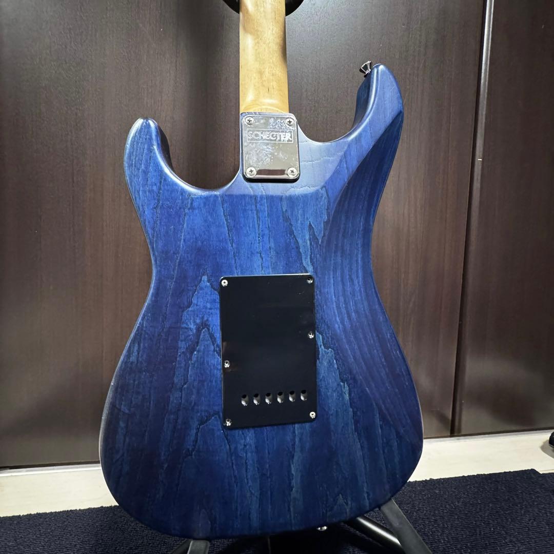 Schecter ギター　青　ストラトタイプ　ロックペグ