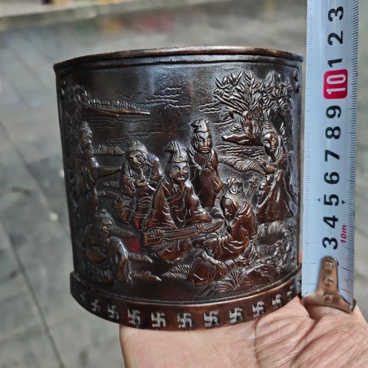 銅器 筆箱 弧形筆箱 文房置物·案頭 書道具 文房具 工芸品 美術品