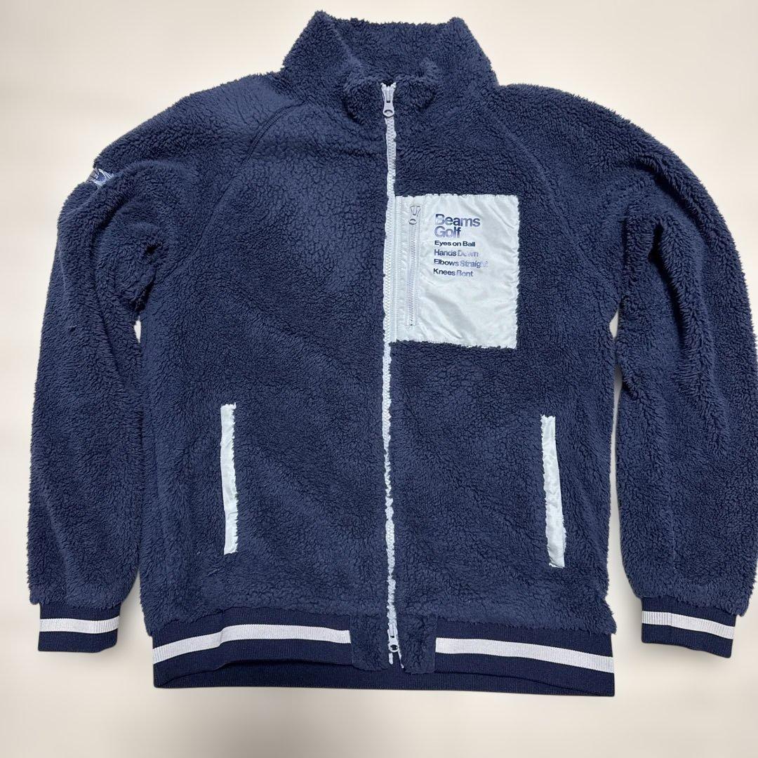 ビームスゴルフ　ボアフリースブルゾン　Ｌサイズ　ネイビー