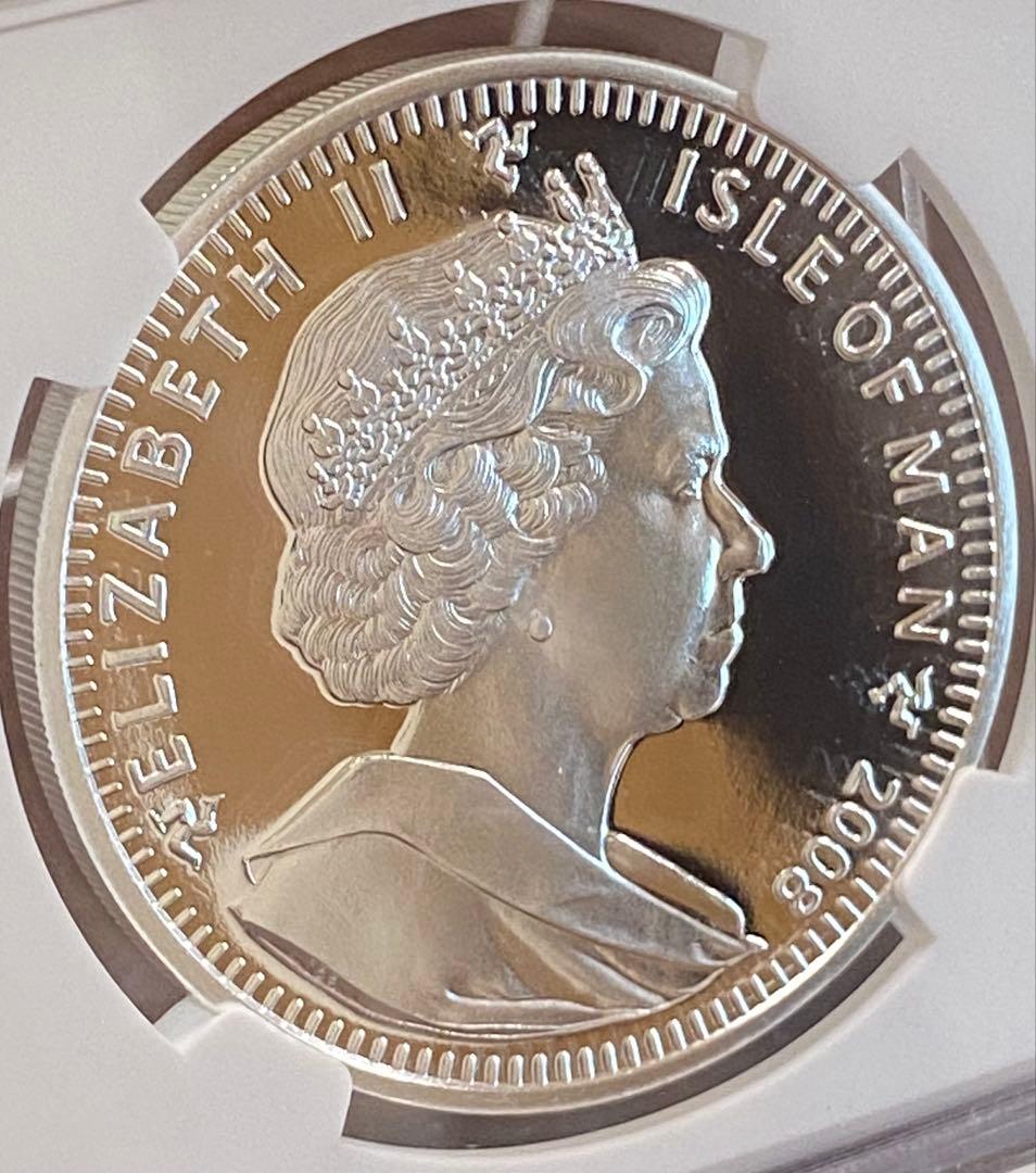 セール! ☆最高鑑定・人気のマン島キャット☆2008年 バーミラ クラウン 銀貨