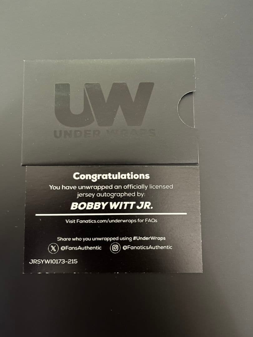 ボビー・ウィット・ジュニア 直筆サイン入り ナイキ製 レプリカユニフォーム