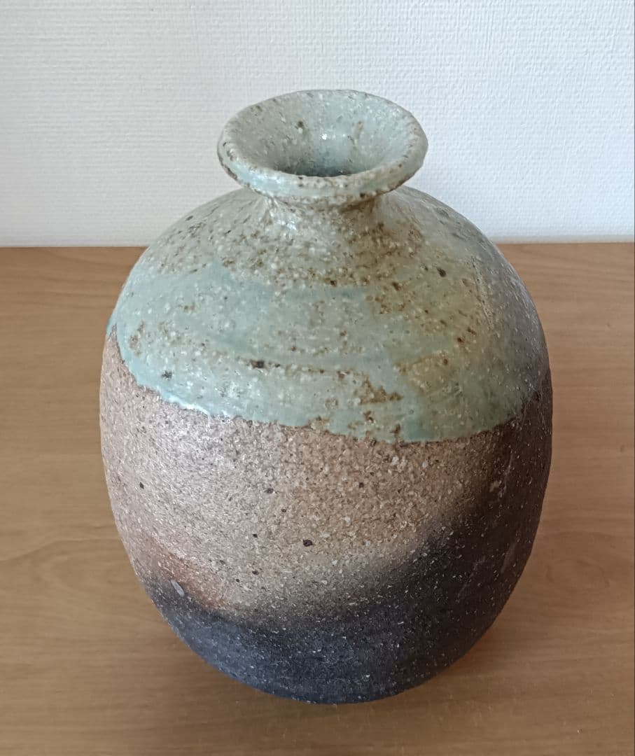 廣永窯 坪島土平作 伊賀大わび花入 灰被手　茶道具　伊賀焼花入