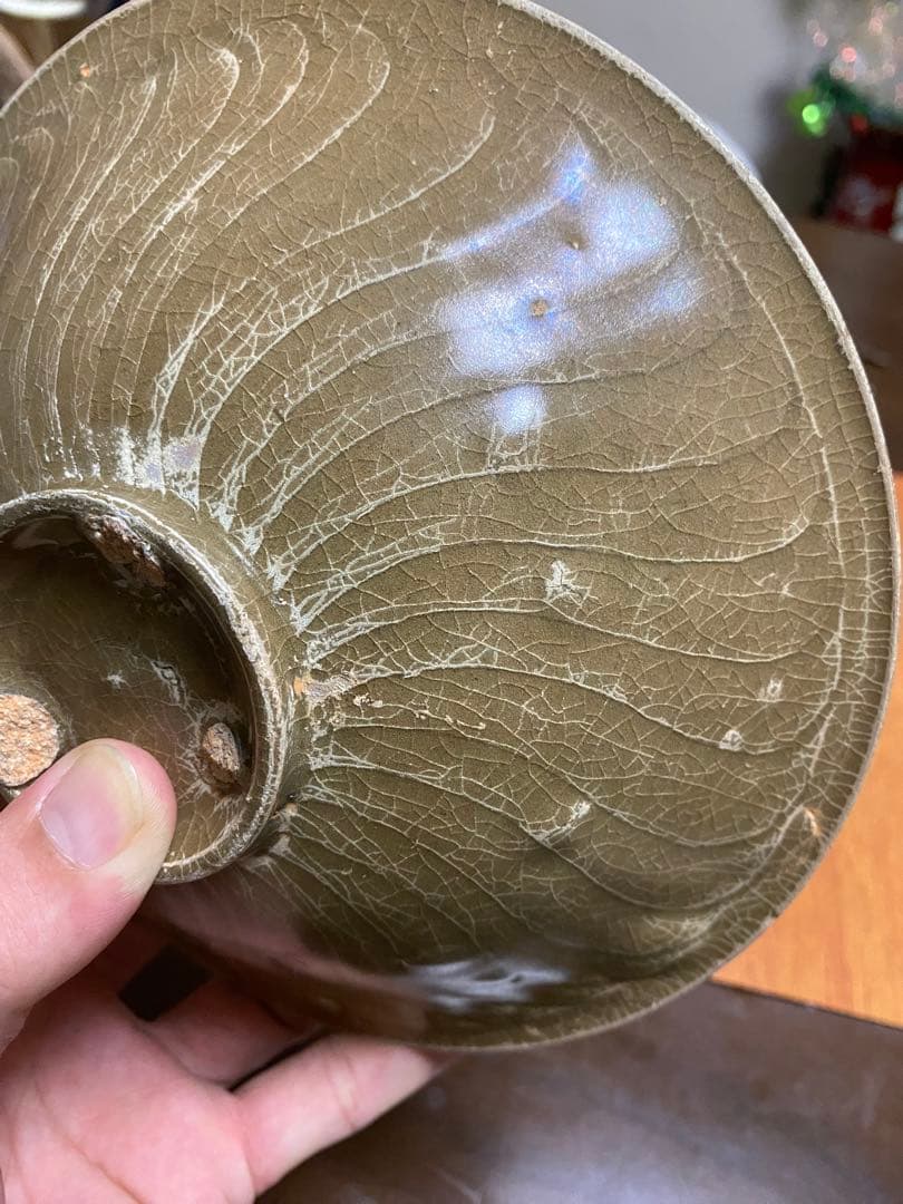 中国骨董 唐宋時期耀洲窯刻花茶器/支釘焼き