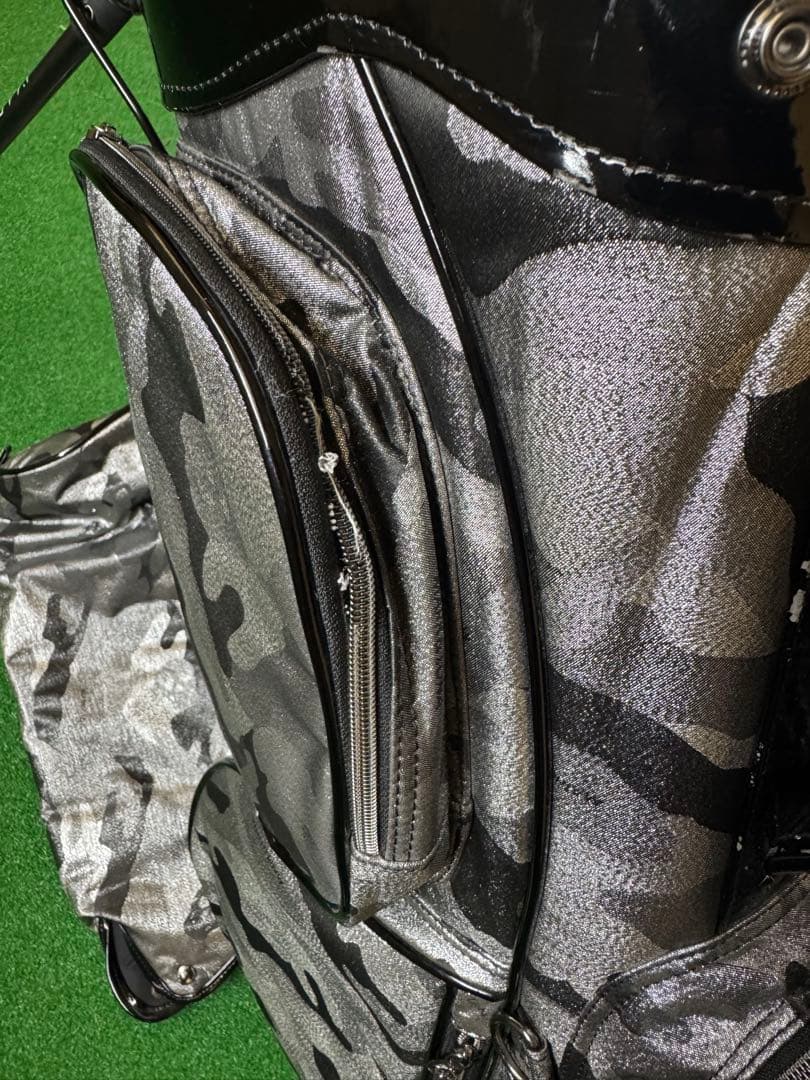 MARK & LONA 迷彩キャディバッグ　ブラック×シルバー