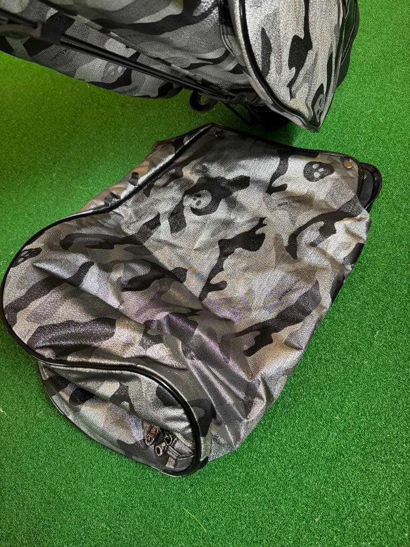 MARK & LONA 迷彩キャディバッグ　ブラック×シルバー